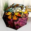 1pc Butterfly StainedGlass Automatic Open/Close Umbrella with Folding feature Compact Travel Umbrella, Lightweight design, for Commuting, Business109