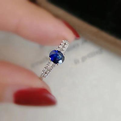Inlaid Diamond Sapphire Rings For Women Light Luxury Retro Exquisite Blue Ring Engagement Court Style Wedding Jewelry