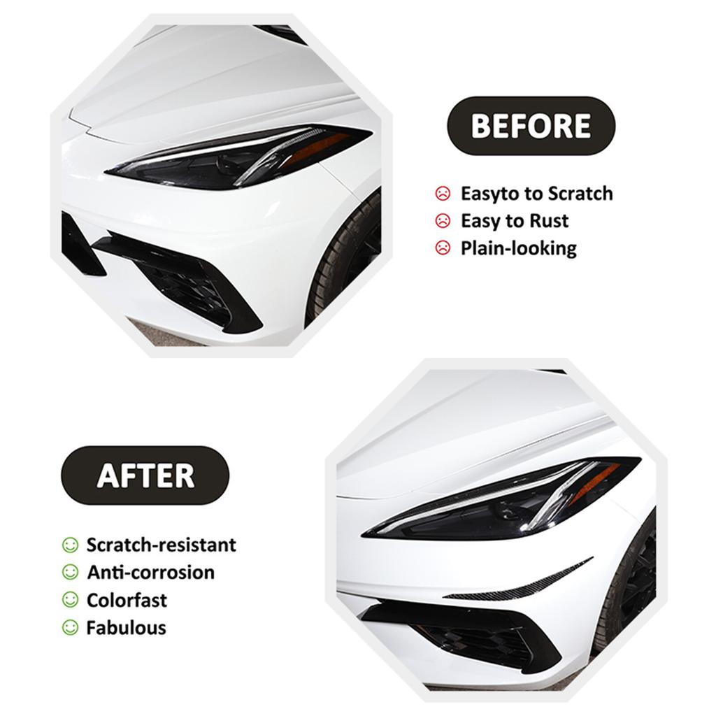 Carbon Fiber Front Bumper Lip Corner Cover Trim sticker For Corvette C8 20-25 US