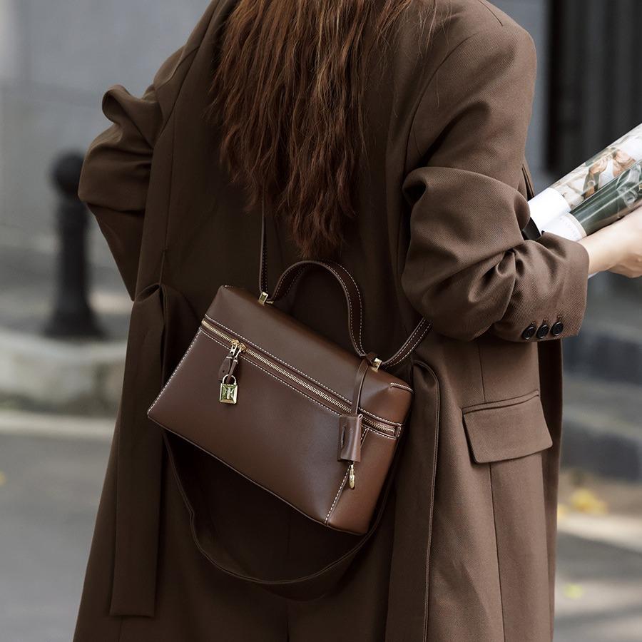 Commuter Shoulder Bag New Box Bag Cowhide Fashion Messenger Bag