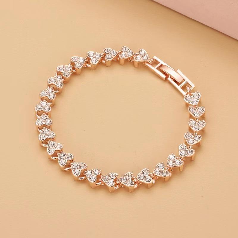 Elegant Bracelet for Women Chain Cubic Zircon Rhinestone Shiny Inlaid Bangle Bracelet Gifts