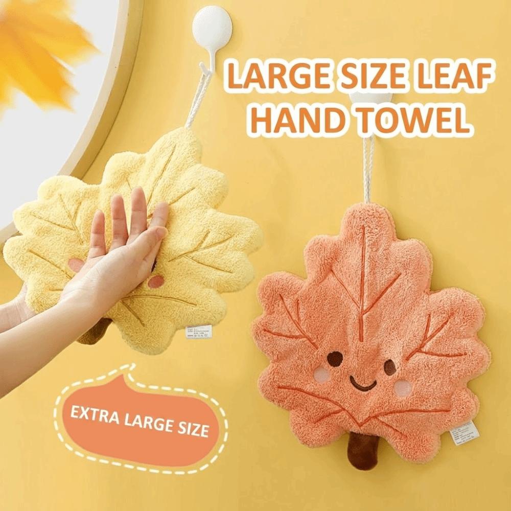 Leaves Hand Towel Absorbent Cleaning Rag Cute Hanging Towel  for Bathroom Restaurant Kitchen