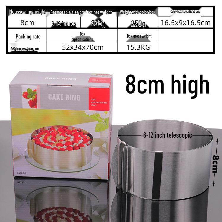 Set mit 9 Mousse-Ringen aus Edelstahl, 15,24-30,48 cm Kuchenback- und Käsekuchen-Schichtformen