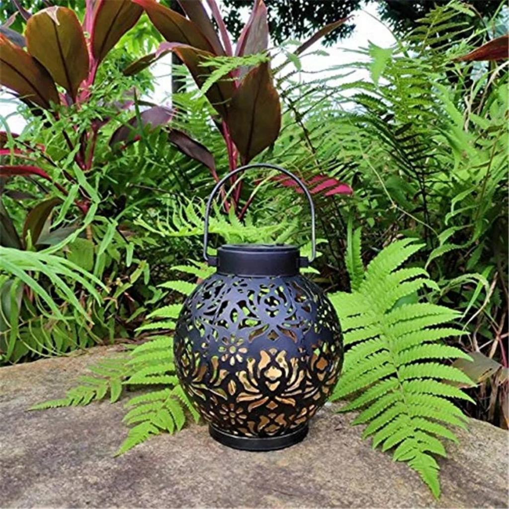 HOMZY Outdoor Garden Solar Light Iron Art Hanging Light Hollow LED Landscape Light Garden Decoration Projection Light Waterproof