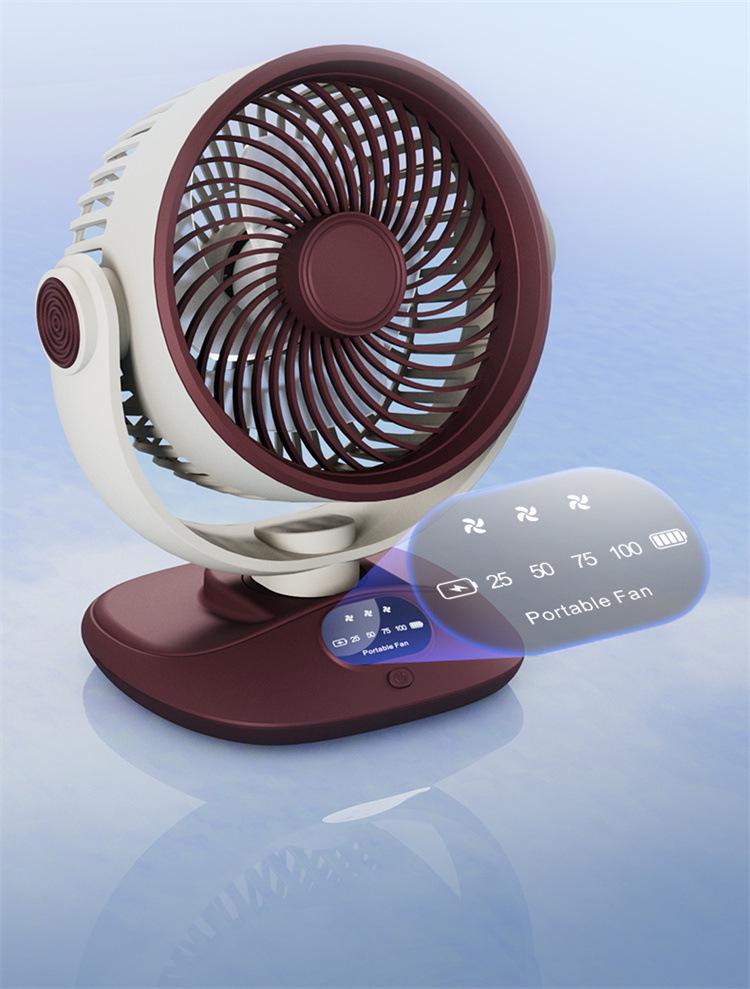 Eslite 6" USB Desk Fan with Auto Oscillation, LED Display, Rechargeable, Strong Wind