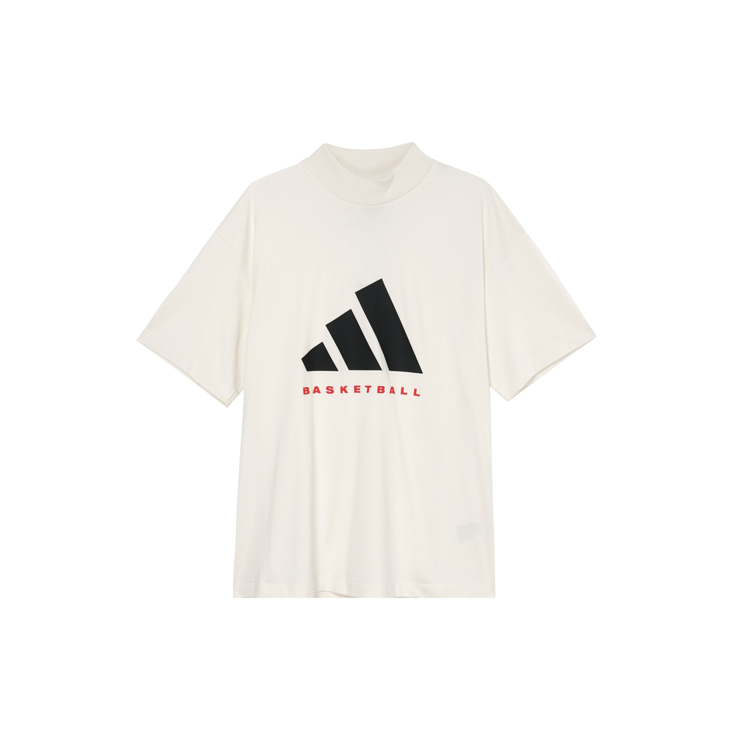 

adidas Basketball Gender Neutral Mock Neck Short Sleeve T-Shirt Off White JE3762 M