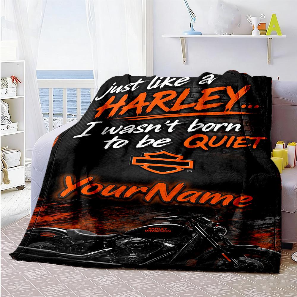 Harley-davidson Motorcycles Customize Text Blanket Multi-purpose Customizable Blanket Soft Warm Cozy for Bed Bedding Nap Living Room for All Occasions
