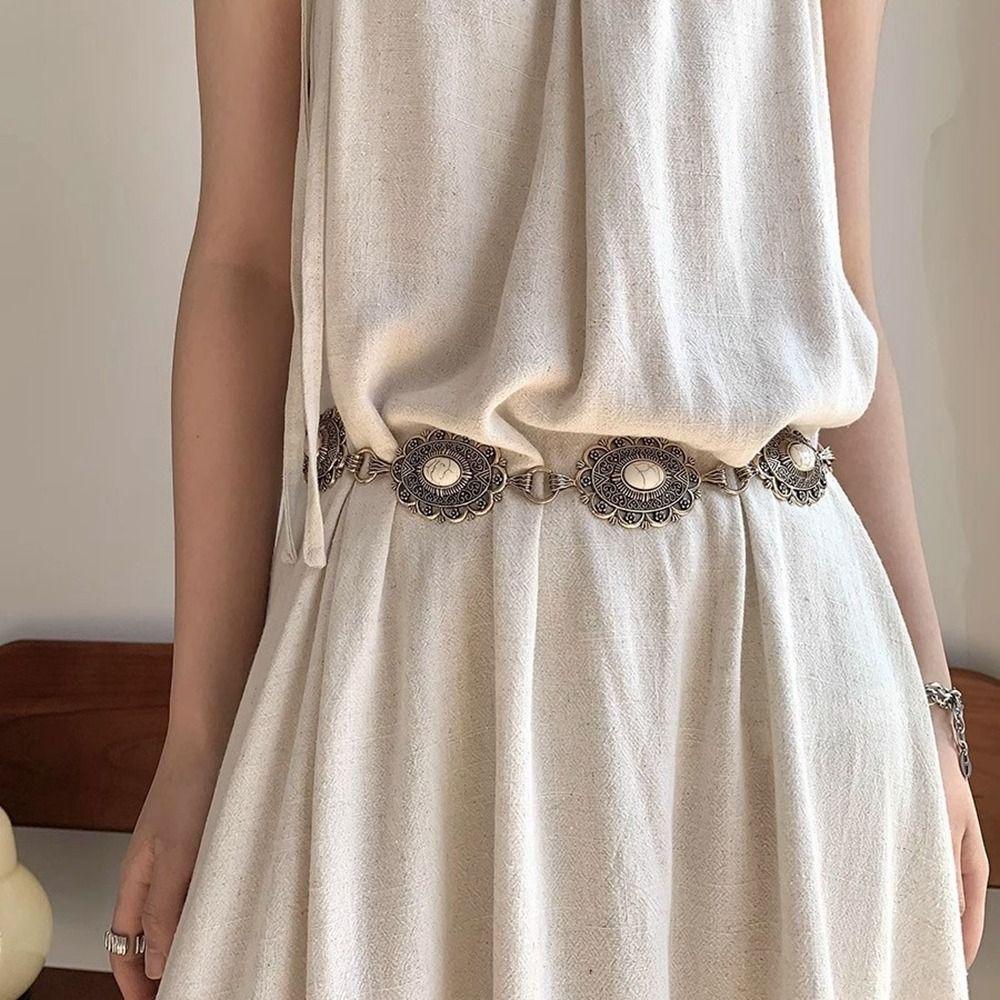 Flower Bohemian Style Waistband Jeans Decor Ethnic Style Belt Metal Waist Chain  Beach Accessories