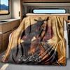 Horse Rider Barn Hair Flowers Sunflower Blanketcustomize Your Name Lightweight Comfortable And Stylish Blanket For Travel Bed Home Chair Office Sofa