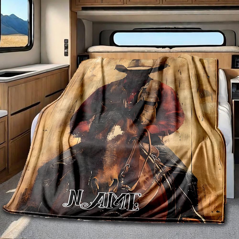 Horse Rider Barn Hair Flowers Sunflower Blanketcustomize Your Name Lightweight Comfortable And Stylish Blanket For Travel Bed Home Chair Office Sofa
