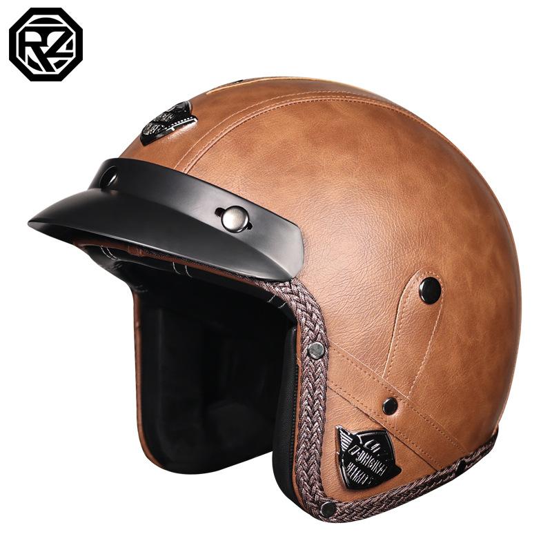 3C Certified Vintage Prince Cruising Motorcycle Three-quarters Helmet Half Helmet Scalps Helmet Leather Helmet Safety Four Seasons