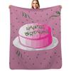 Pink Birthday Cake Art Throw Blanket Cozy Sofa Blanket for TV Watching Napping