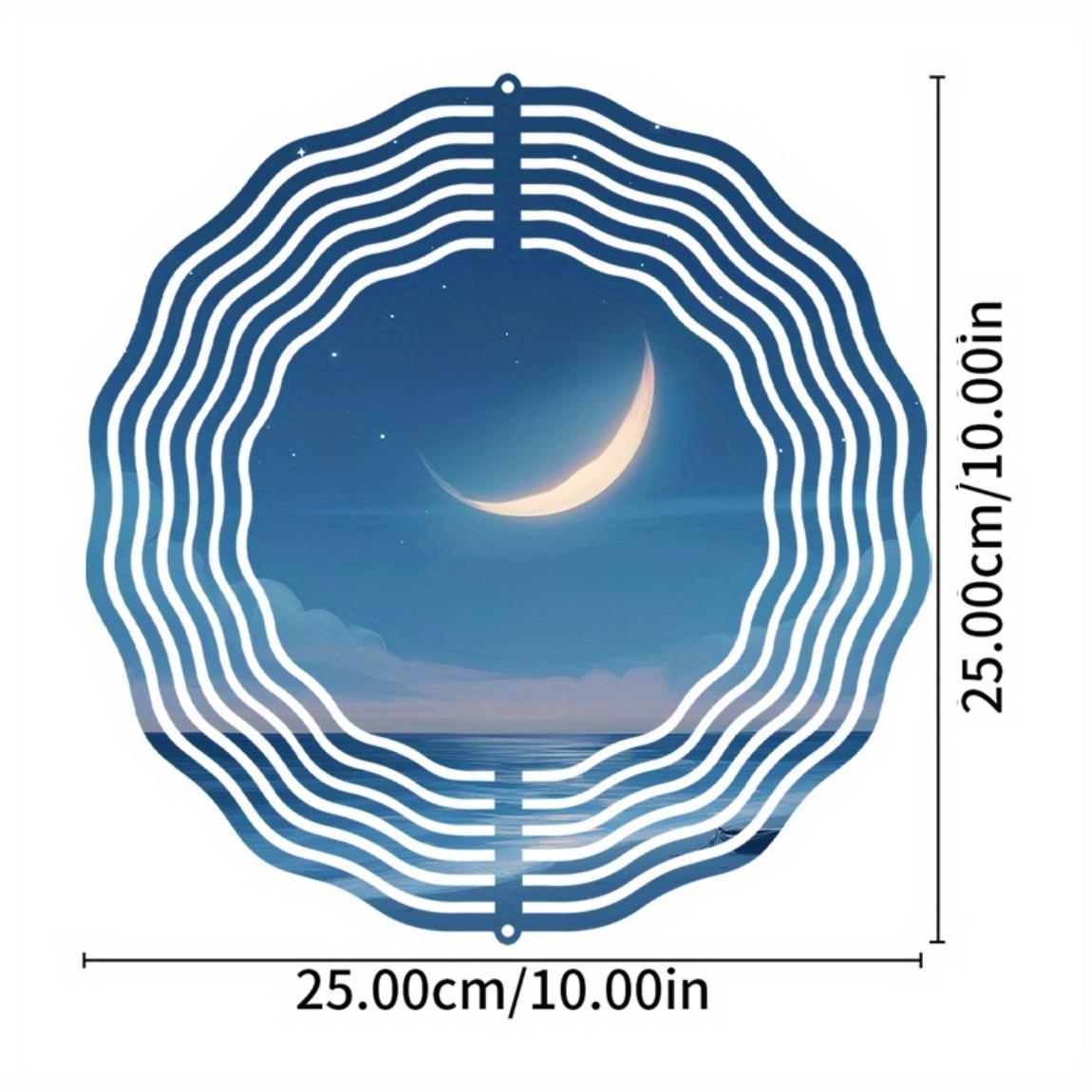 

Металлическая музыка ветра «Полумесяц и океан» с крючком 360 градусов, сине-белая полоска, для декора сада, балкона, патио, подарок на любой сезон 01A