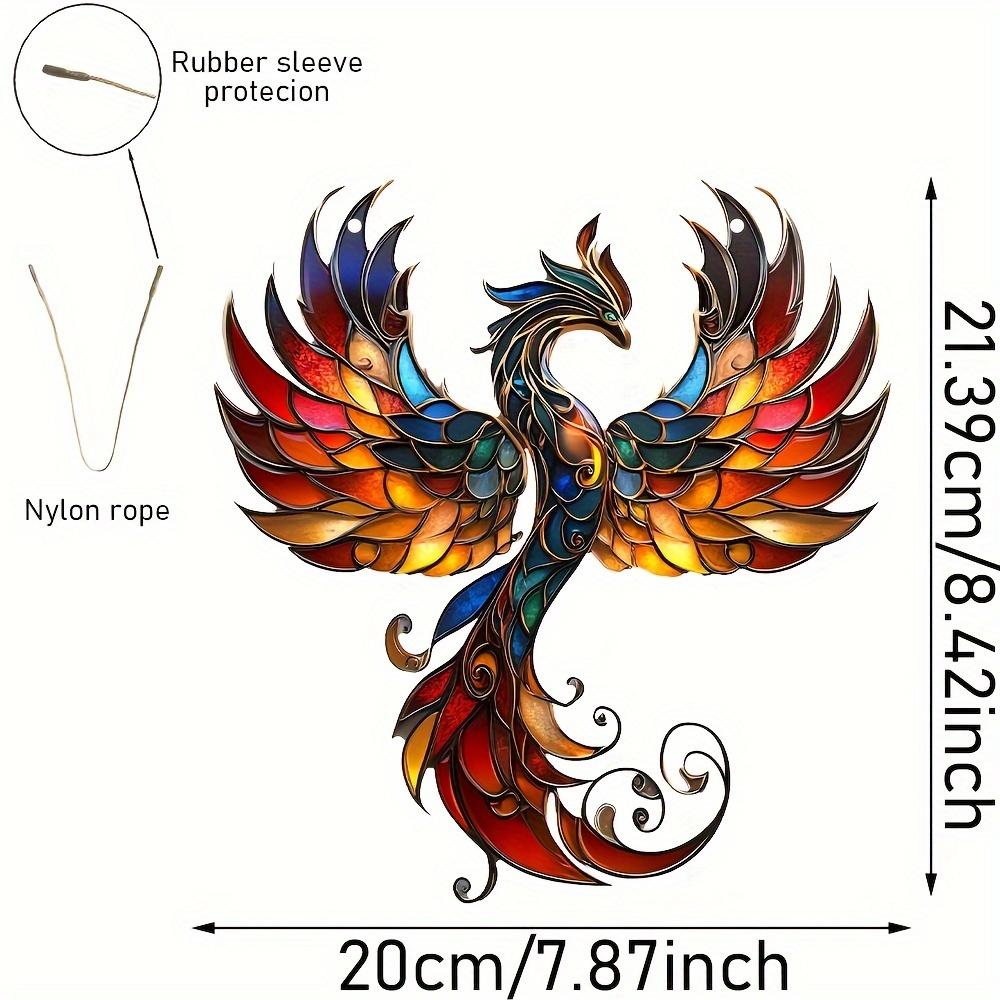 2D Aurora Phoenix Acrylic Light Catcher Solar Catcher Hanging Home Decor Auspicious Phoenix Theme Bedroom Garden Gift