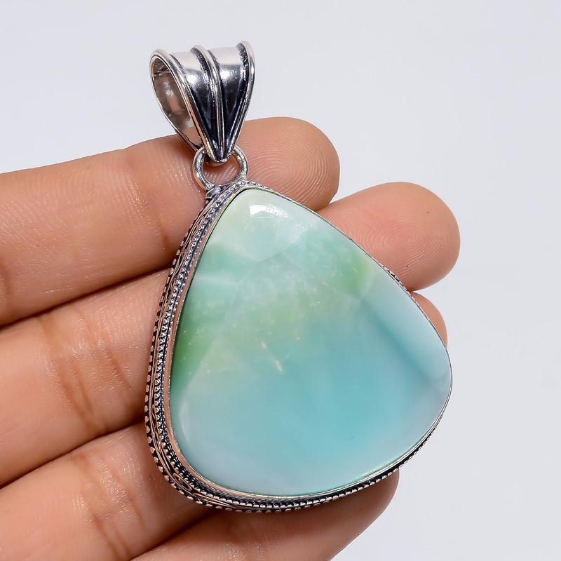 

Fantastic Top Grade Qualite 100% Natural Hemimorphite Heart Shape Vintage Style Handmade Jewelry 925 Steling Silver Pendant 2.1 WSJ-4907 2.1