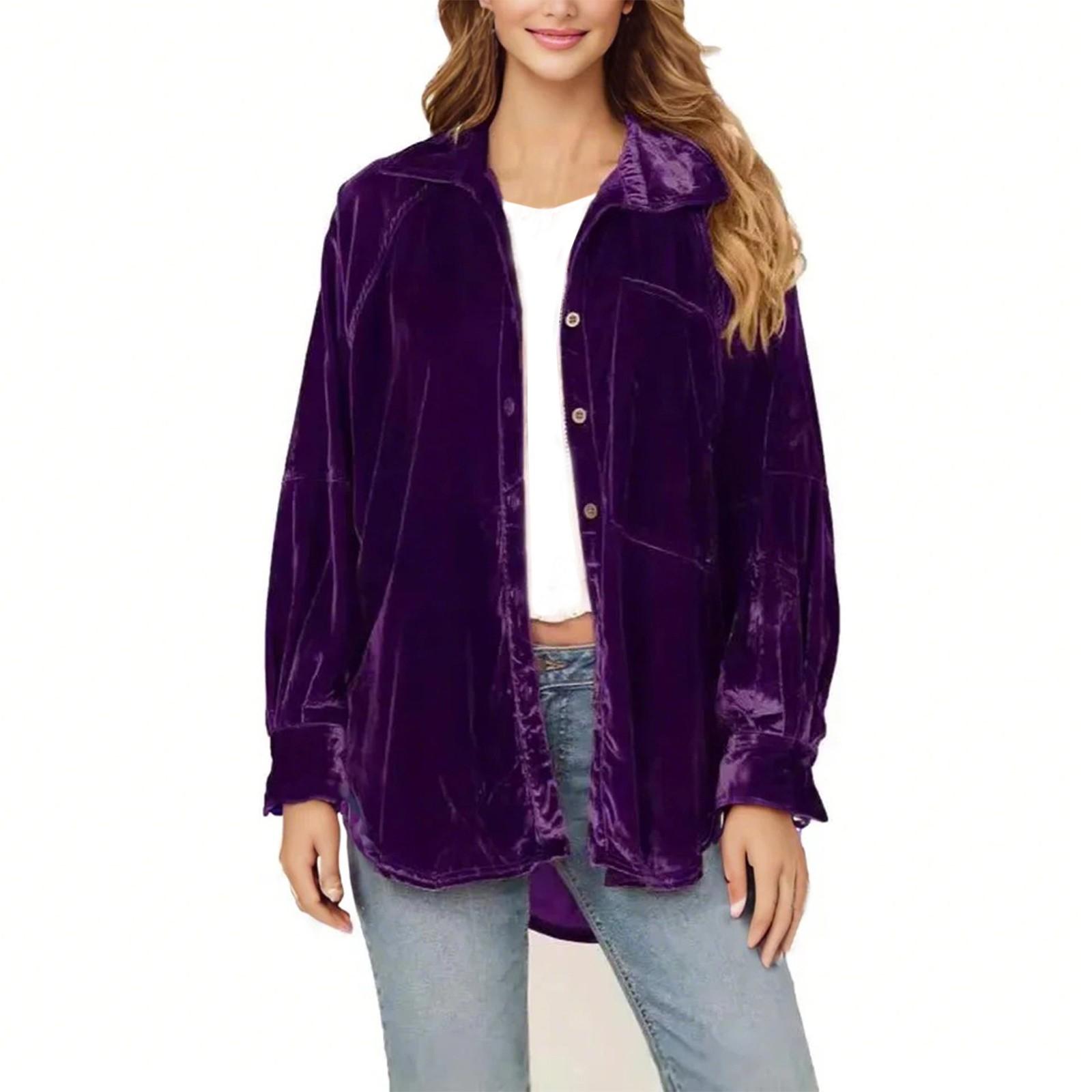

Женская свободная куртка с длинными рукавами XL фиолетовый