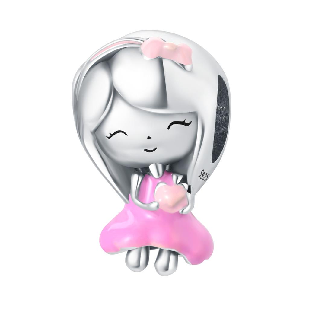 Copper Flower Love Heart Pink Series Charms Beads Fit Original Wear Bracelets Diyjewelry Accessories