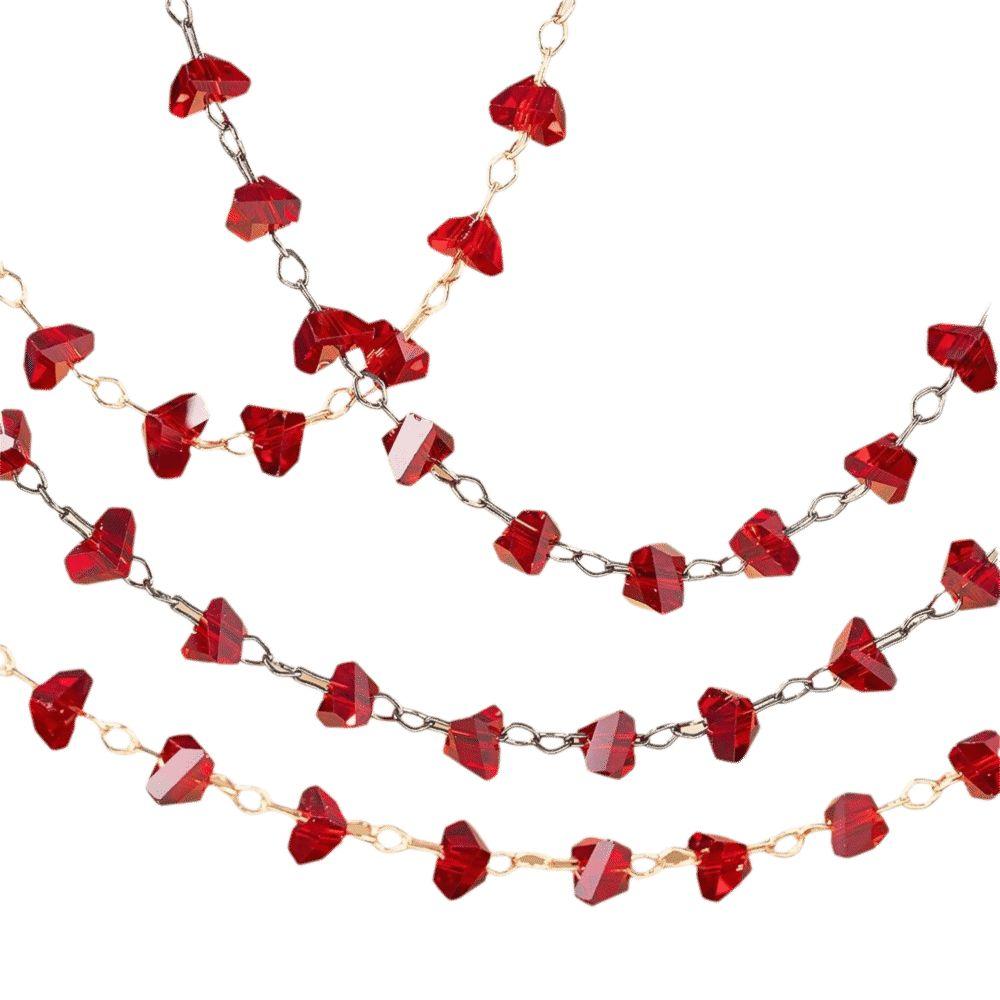 High Quality 1Meter Crystal Stone Chains Irregular Triangle Handmade DIY Copper Chain Red Beads Tassel Chain Jewelry Accessories