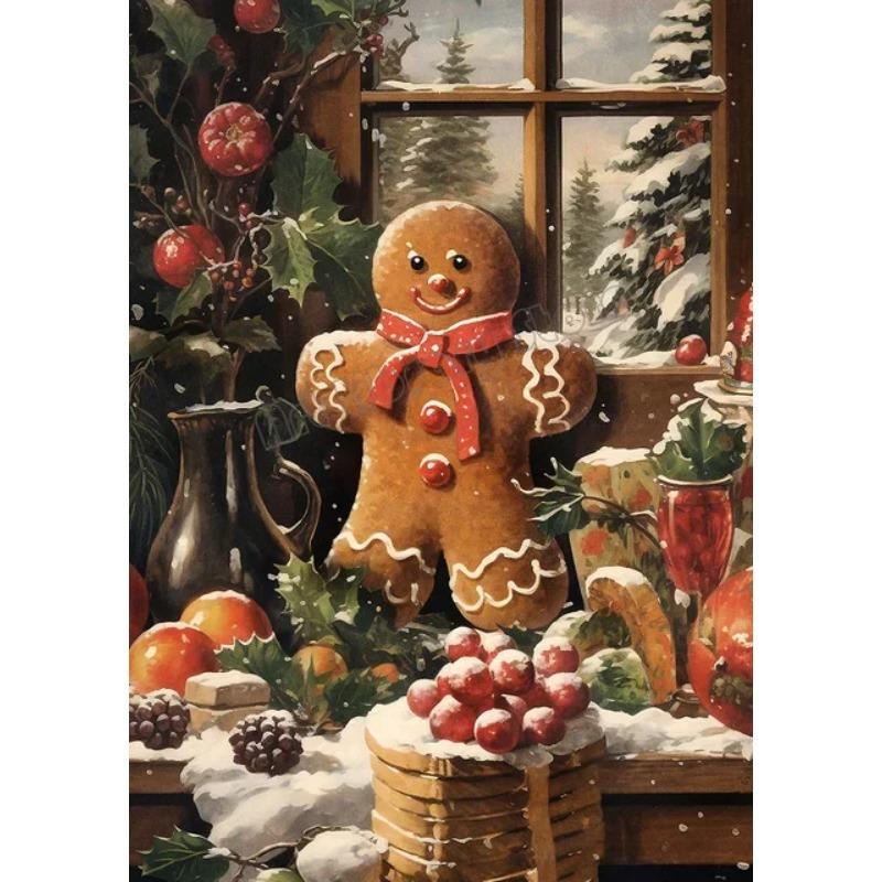 Vintage Weihnachtsmann Porträt Leinwandbild Mistelzweig Briefe lesen Spielzeug Kekse Weihnachts-Wanddeko Heimdeko Poster Pr