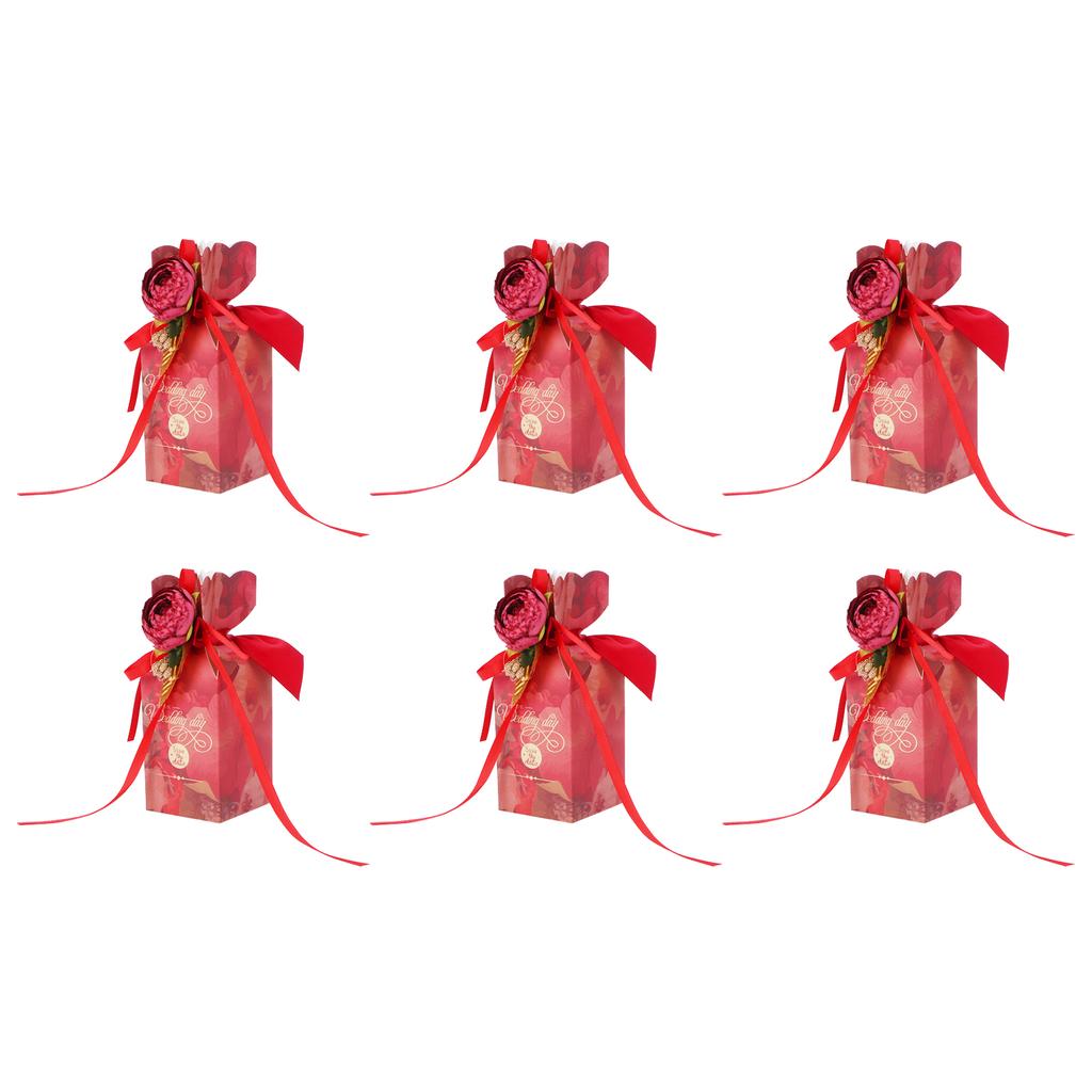 10 Set Candy Boxes Wedding Birthday Party Favor Gift Box with Ribbons DecorationRetro Flower Pattern