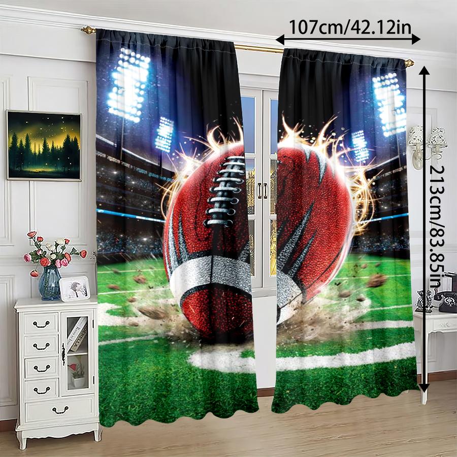 Rugby-Muster Gedruckte Vorhänge Weihnachtsdekorationen Schlafzimmer Wohnzimmer Heimdekoration Hergestellt aus Polyester Tolle Deko