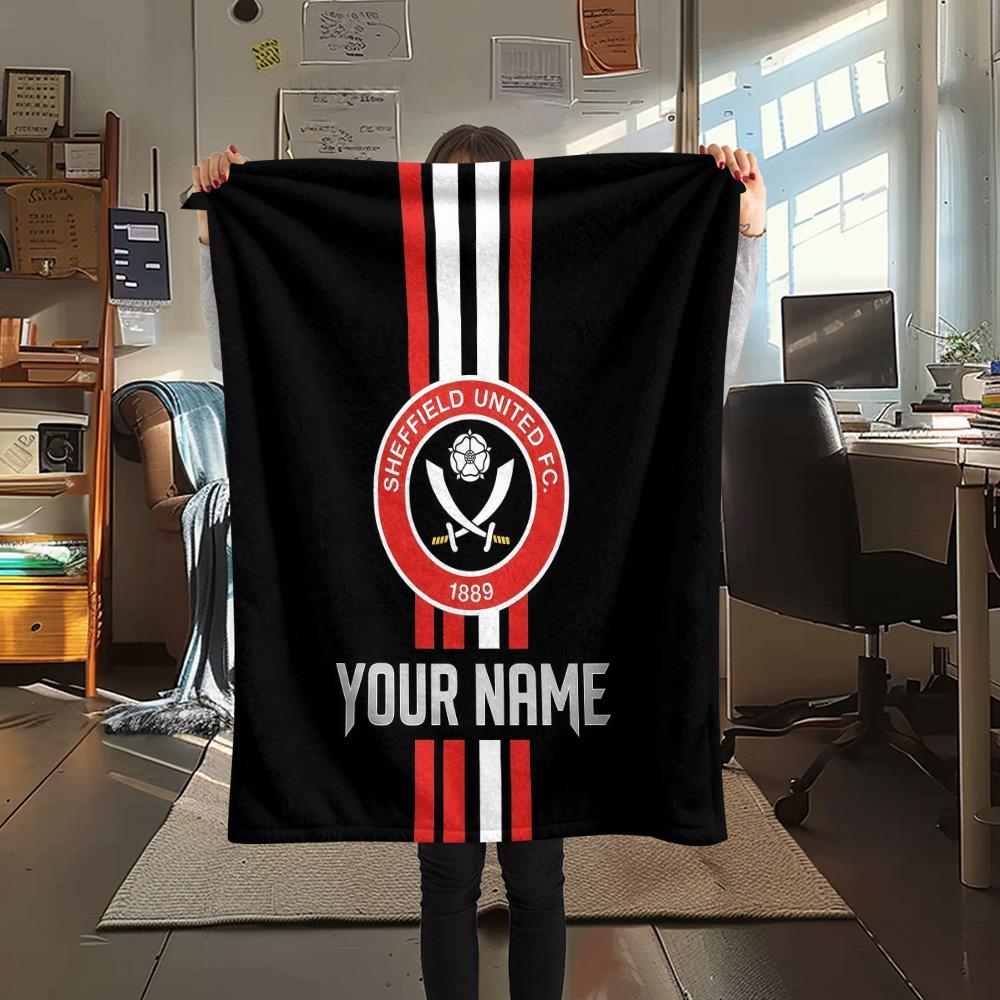 Custom Name Sheffield United Flannel Blanket, High quality Comfortable for All Seasons, Home Decor, Warmth and Comfort