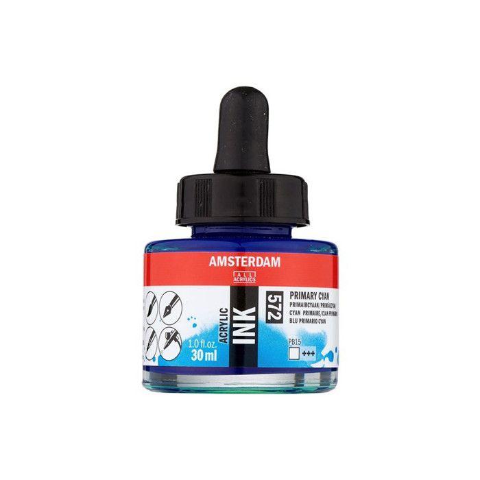 Flacon encre acrylique Acrylic Ink Amsterdam 30ml cyan primaire