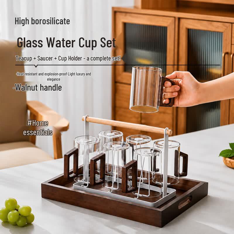 High Borosilicate Glass Teacup Set with Handle