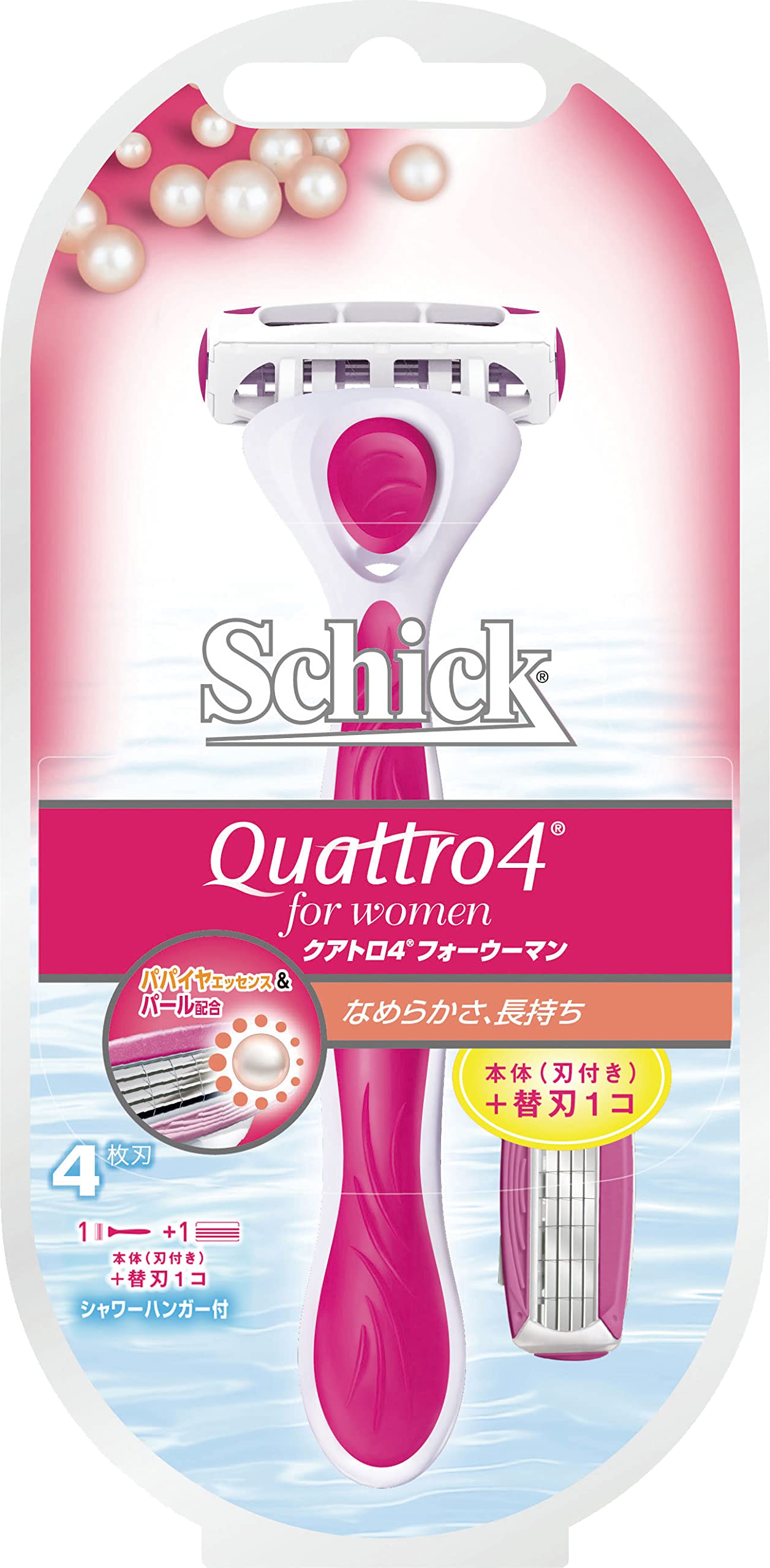 

Schick Schick Quattro 4 для женщин Держатель 2 сменных лезвий для бритвы лезвие уже (с лезвиями) Женский (1 установлен) белый