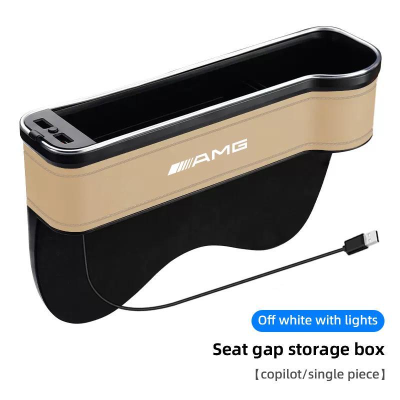 LED Large Capacity PU Car Seat Back Storage Box Seat Gap Filling Bracket Storage Box For Mercedes Benz AMG A B C E G CLA W211
