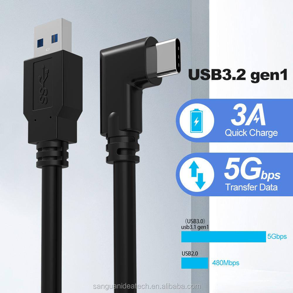 Black 16ft 5m Long Type C Link Cable Fast Charging 90 Degree Link Data Cable for VR Headset and Mobile Phone