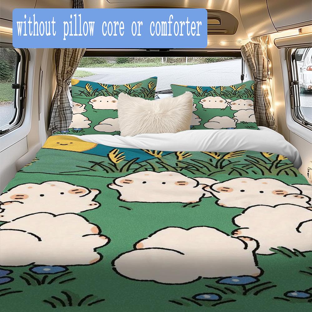 Cute Cartoon Cat Party Print Pattern Bedding,Quilt Set Quilt Cover Pillowcase Home Birthday Gift (1*duvet cover+2*pillowcase,without core)ZSJT0917270