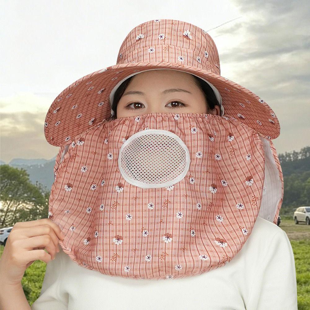 Fordable Sun Hat Wide Brim Fisherman Hat Fashion Face Hood Hat  Women