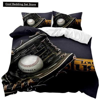Baseball Duvet Cover Set Sports Theme Boys Kids Bedding Set 3D Baseball Bedclothes Double Queen King Size Polyester Quilt Cover