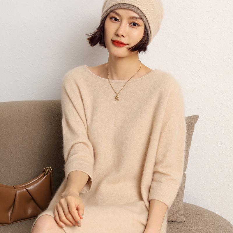 2023 Cashmere Women's Loose Knit Midi Dress - Autumn/Winter Collection