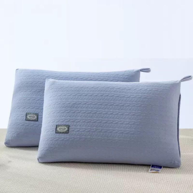 Memory Foam Alternative Pillow With Knitted Cable 9-Hole Hollow Fiber Fill Neck Support Adult Single Use