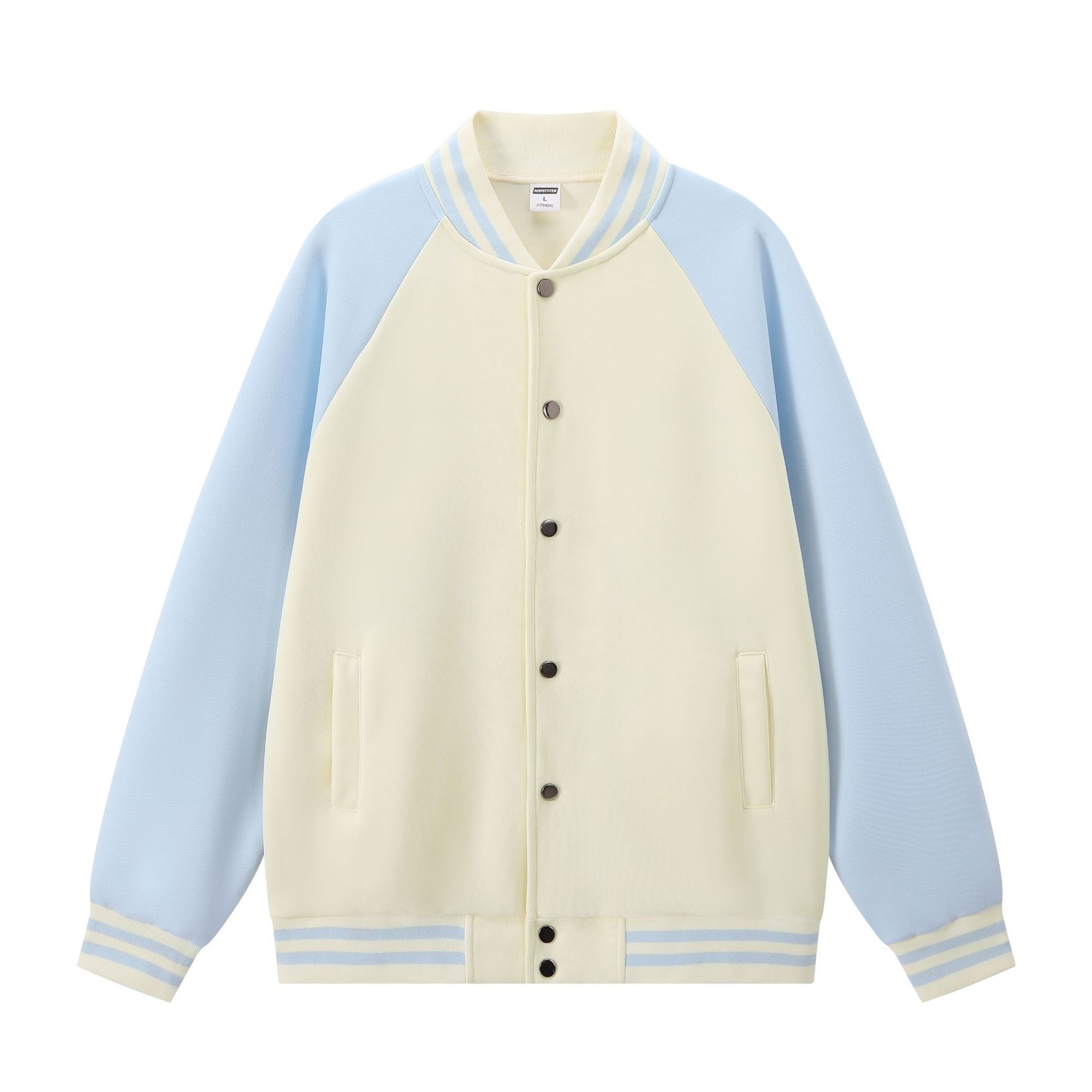 

Trendy brand autumn and winter high-end baseball jacket, street style American jacket, youth campus raglan sleeve men s top XXXL слонова кістка