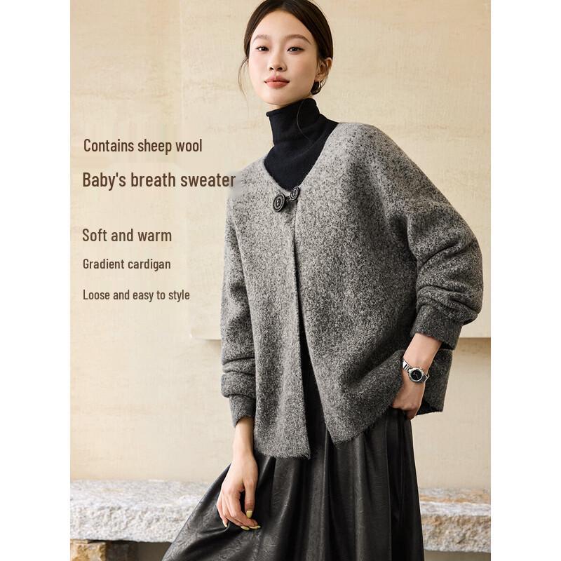 Mohan Yimei Starry Warm Gradient Wool Blend V-Neck Sweater M