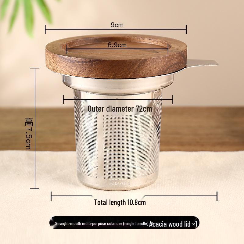 304 Stainless Steel Double-Eared Tea and Coffee Strainer with Lid and Mesh Filter