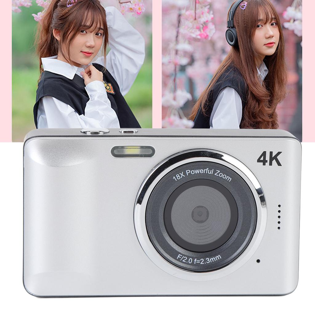 4K 64MP Digital Camera Auto Compact Point and Shoot Camera with 18X Digital Zoom 2.8 Inch Screen Compact Small Camera for Photography