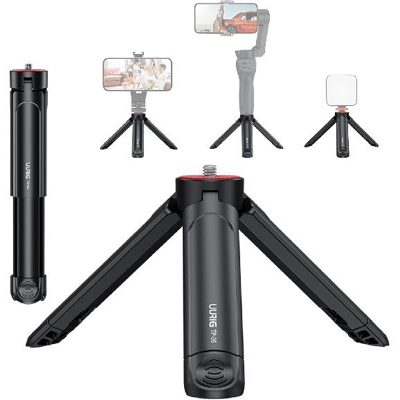 UURIG TP05 Extendable Mini Camera Tripod, Portable Selfie Stick Handle Grip Desktop Webcam Tripod with 1/4" Screw for DSLR Camera Webcam Phone Holder