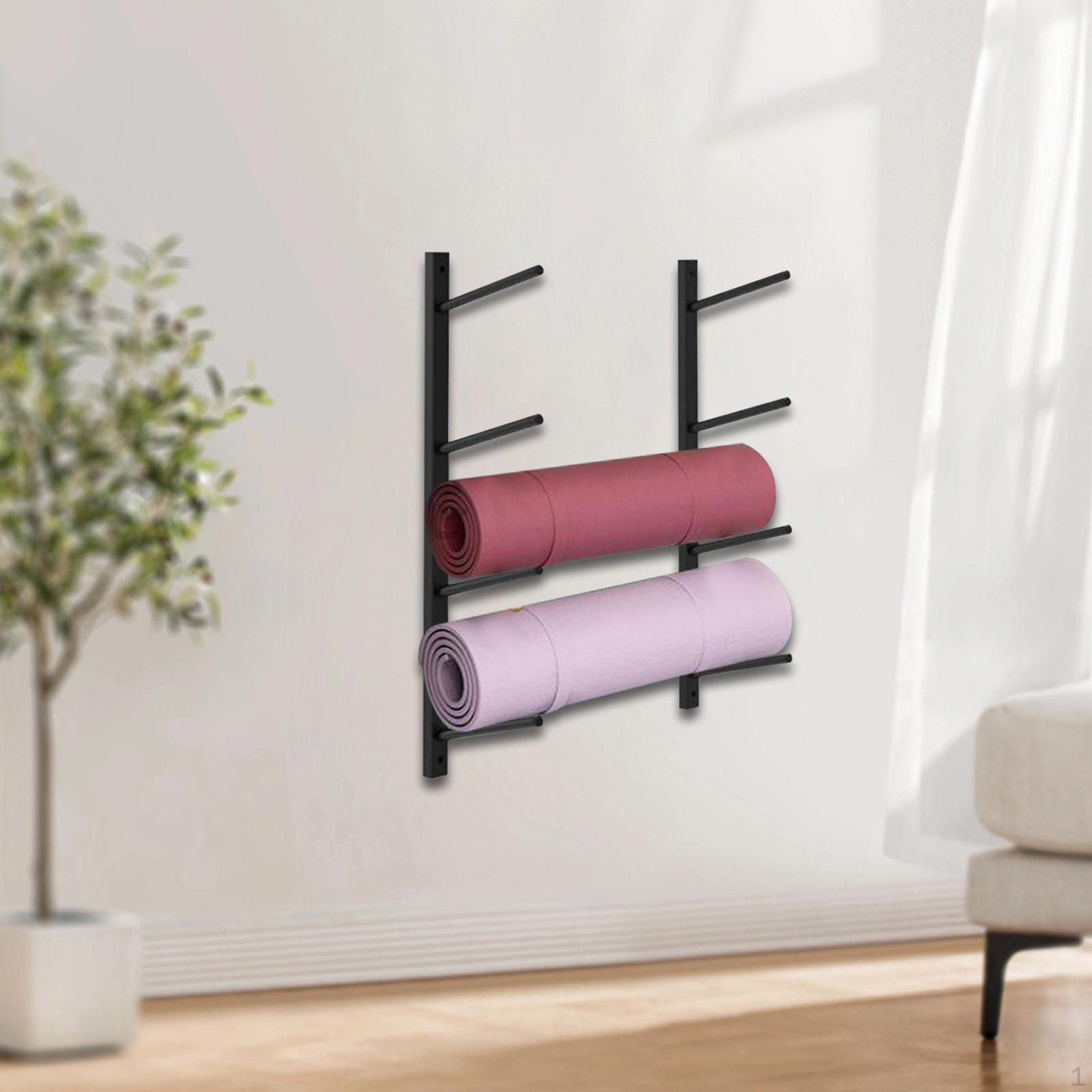 

Стойка для хранения ковриков для йоги из 2 предметов: пенный ролик, фитнес-ленты, настенные крючки, органайзер для спортзала Height 66 cm