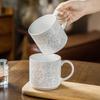 High Value Relief Flower Cup Ceramic Mug Home Office Water Cup Breakfast Cup Dessert Cup