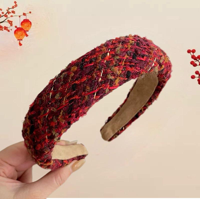 Red Polka Dot Angora Headband: Versatile Women's Hair Accessory for Autumn/Winter