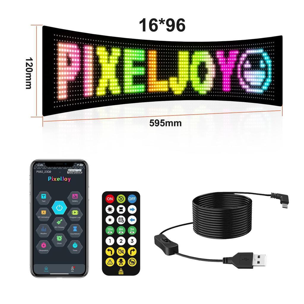 Smart LED Car Sticker: Full Color Flexible Display with Bluetooth Scrolling Subtitles for In-Car Advertising.