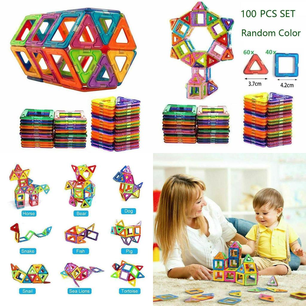 Magnetic Building Blocks Construction Set With Vibrant Multicolor Pieces For Creative Kids And Relaxing Adults