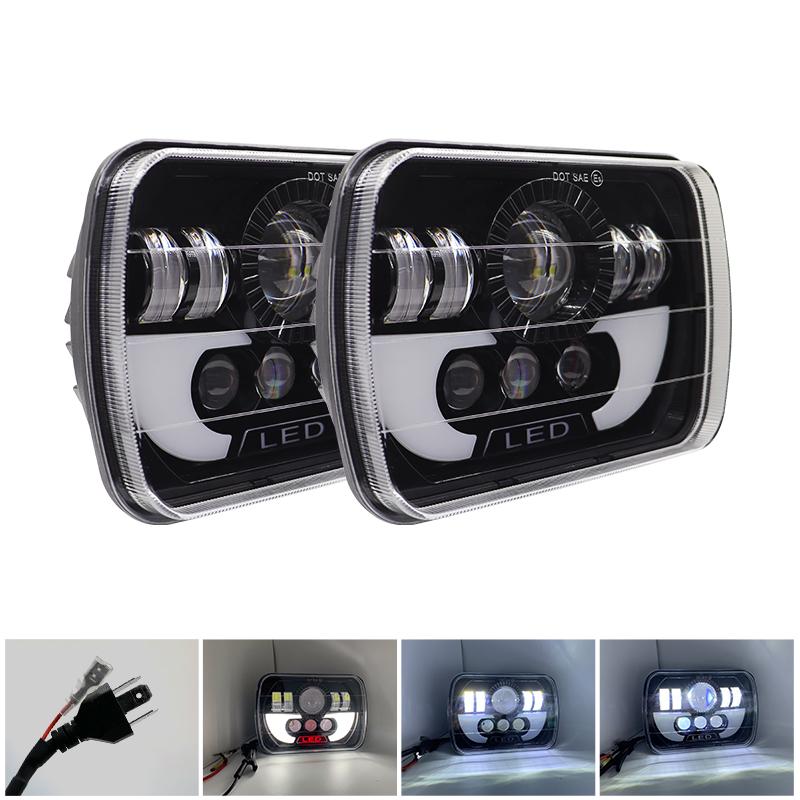 

Автомобильная фара H4 5X7 7x6 дюймов прямоугольная светодиодная фара DRL дальний-ближний свет для Jeep Wrangler YJ Cherokee XJ Toyota Nissan GMC Ford 2PC