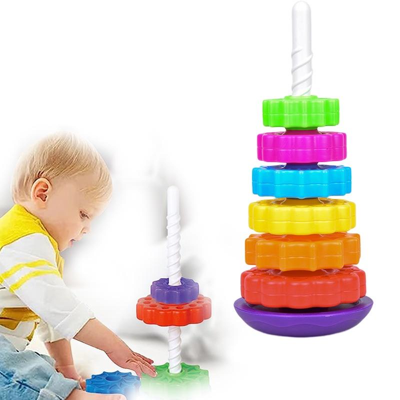 Rainbow Rotating Baby Early Education Stacking Circle Children's Educational Toy
