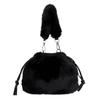 Harugio Fur Shoulder Bag, Drawstring Bag, Women's, Fluffy Faux Fur, Mini Shoulder Bag, Handbag, Small, Black, White, Brown, Stylish, Cute, Popular