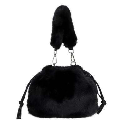 Harugio Fur Shoulder Bag, Drawstring Bag, Women's, Fluffy Faux Fur, Mini Shoulder Bag, Handbag, Small, Black, White, Brown, Stylish, Cute, Popular